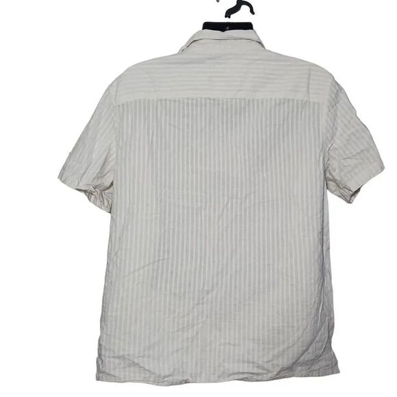 Goodfellow &Co Men's Size XL Cream Stripe Pattern Short Sleeve Button Down Shirt - Picture 3 of 5